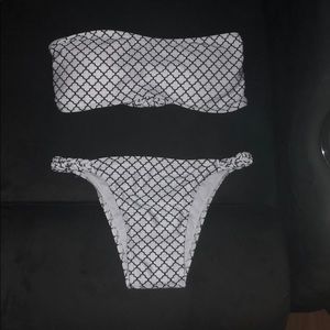 Blue and white bathing suit